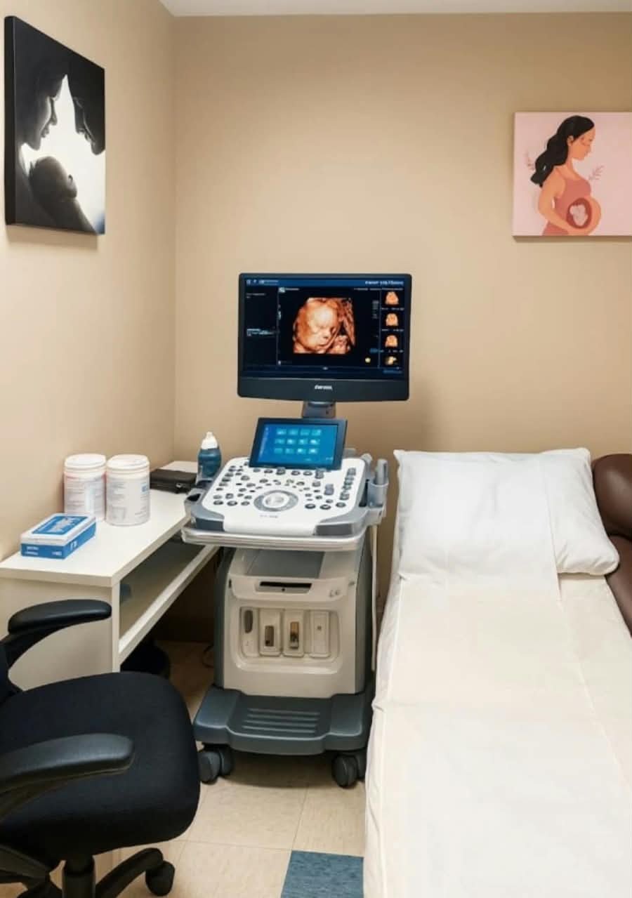 Real-time 5D HD-Live ultrasound scan displaying baby facial features